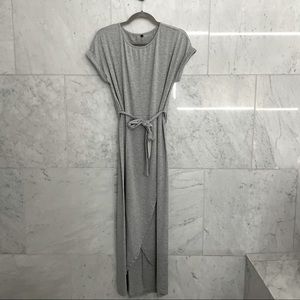 Grey Slit Maternity Dress Tie Back Medium/Large